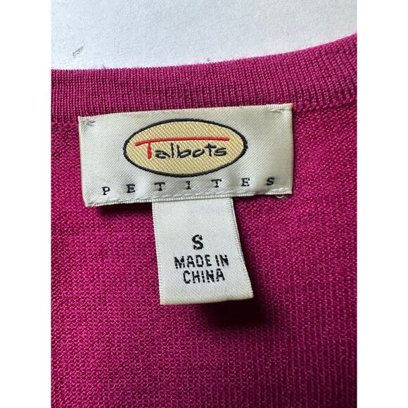 Talbots Petites Women's Size S Silk/Wool Cardigan Pink Black Elegant Style - Picture 5 of 6